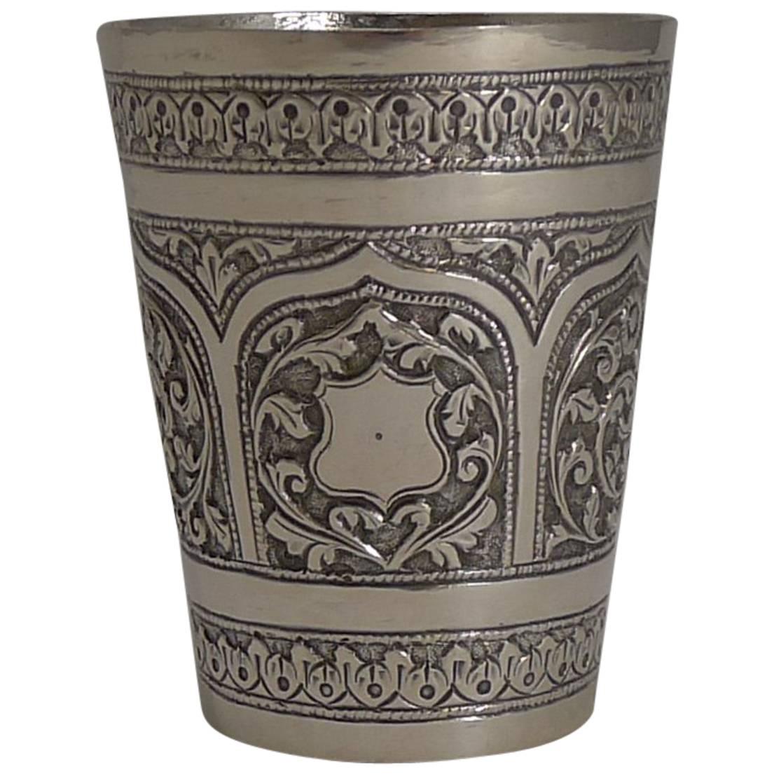 Vaso antiguo angloindio de plata de ley, hacia 1890