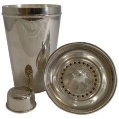Large Retro Silver Plated Cocktail Shaker with Integral Lemon Squeezer