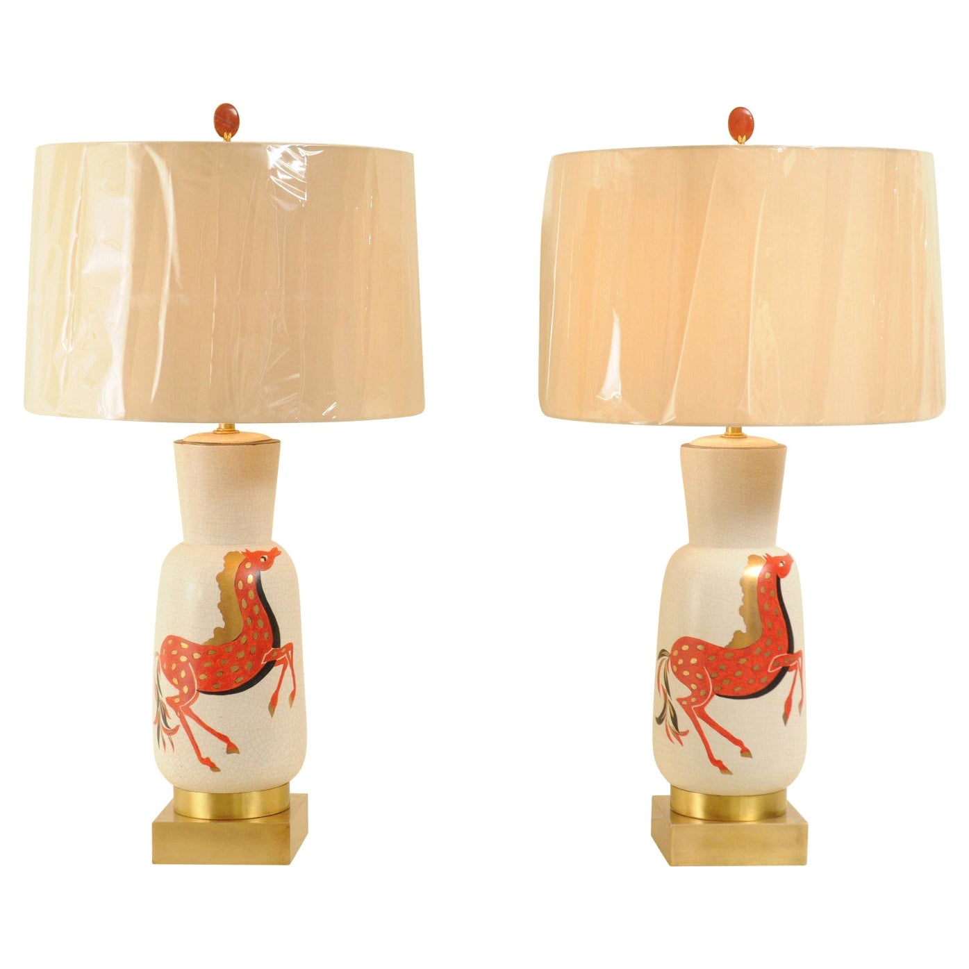 Spectacular Pair of Marbro Lamps by Ugo Zaccagnini, Italy, circa 1955 For Sale