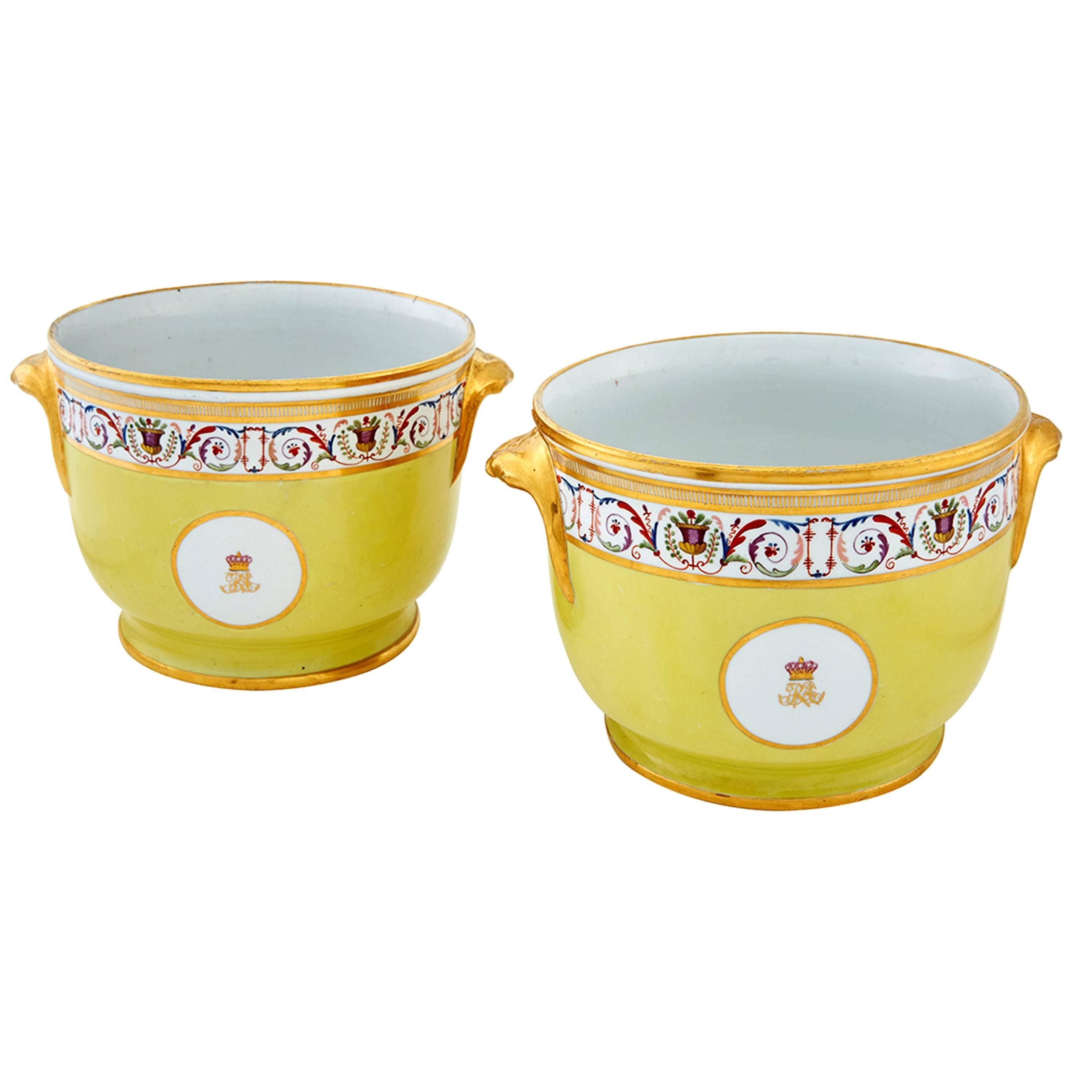 Coalport Porcelain Yellow-Ground Wine Coolers, circa 1800-1810