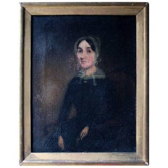 Antique Good Mid-19th Century Oil on Canvas Portrait of a Lady