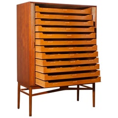 1950s, Teak Tambour Archive Cabinet by Carl-Axel Acking