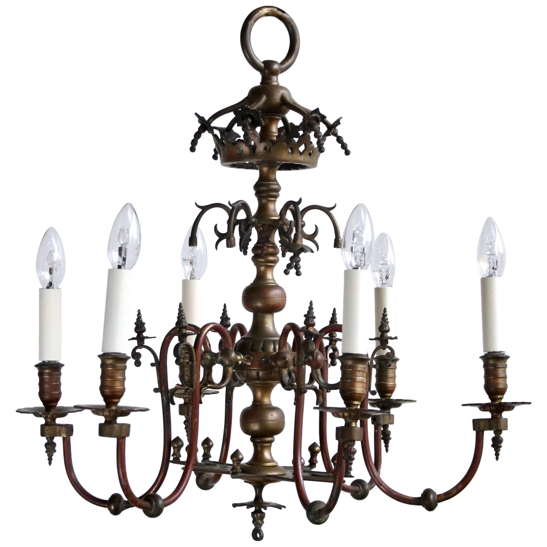 Mid-19th Century Electrified Gasolier Chandelier For Sale