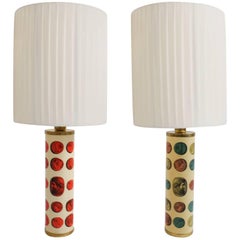 Rare Pair of Fornasetti Table Lamps Mod. Cammei, Italy, 1968