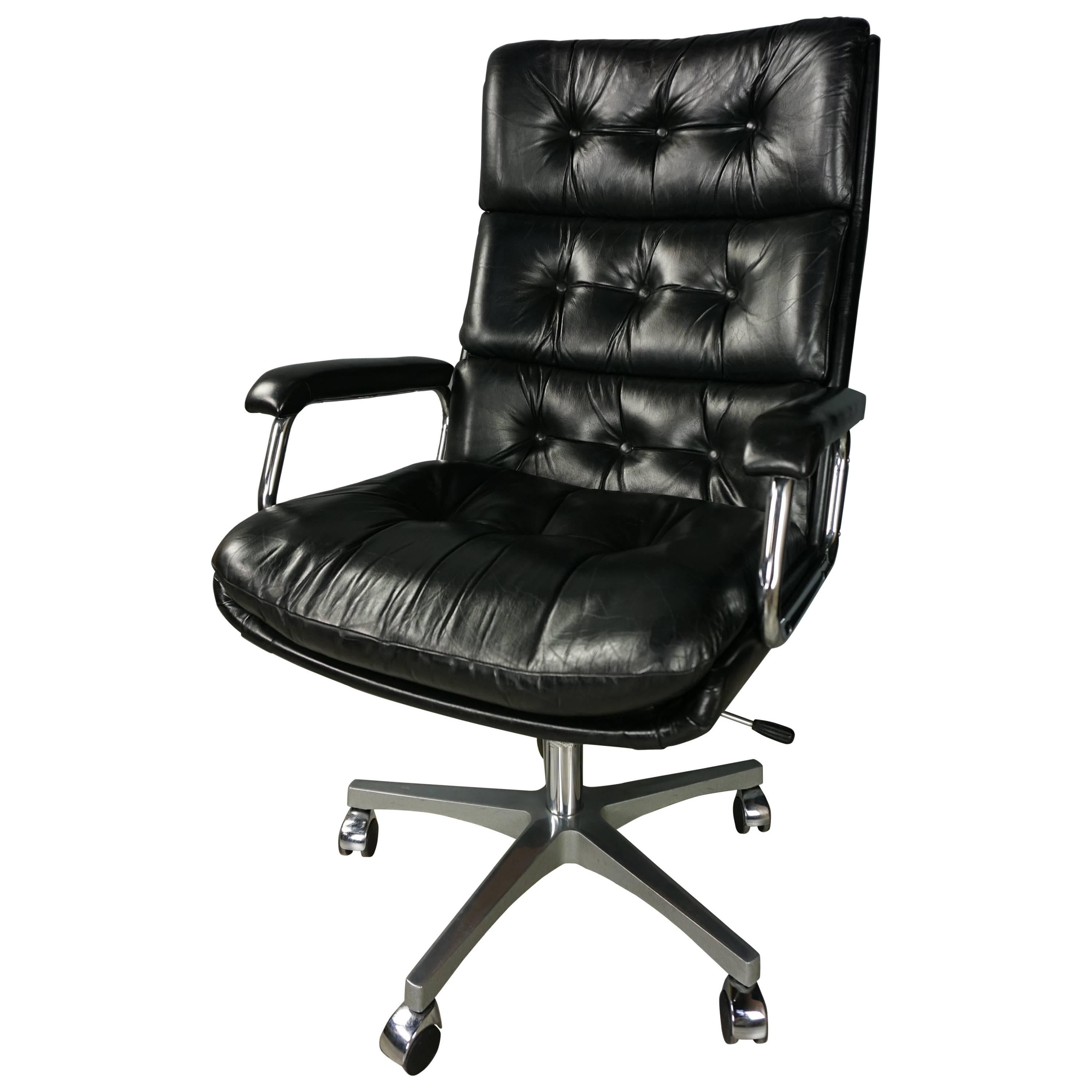 Dutch Design and Black Leather Office Armchair