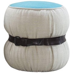 "Chubby Chic" Fiber Pouf with Belt in Dark Brown Leather by Moroso for Diesel