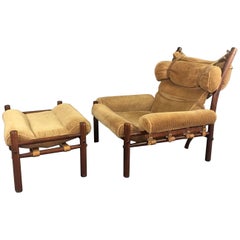 Arne Norell "Inca" Lounge Chair and Ottoman, 1960s