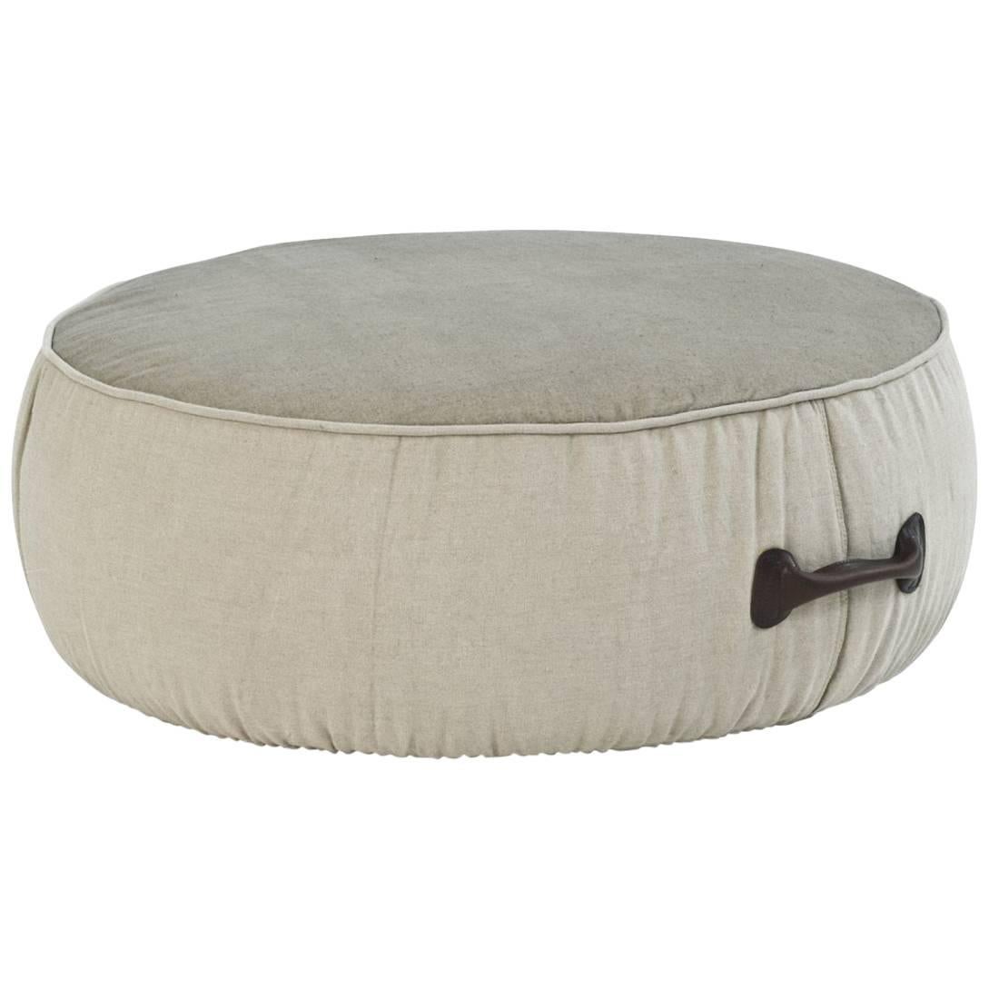 "Chubby Chic" Fiber Pouf with Handle in Dark Brown Leather by Moroso for Diesel For Sale