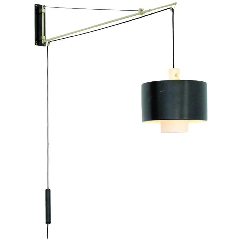 Stilnovo Extendable Wall Arm Lamp in Black and White, 1957 For Sale