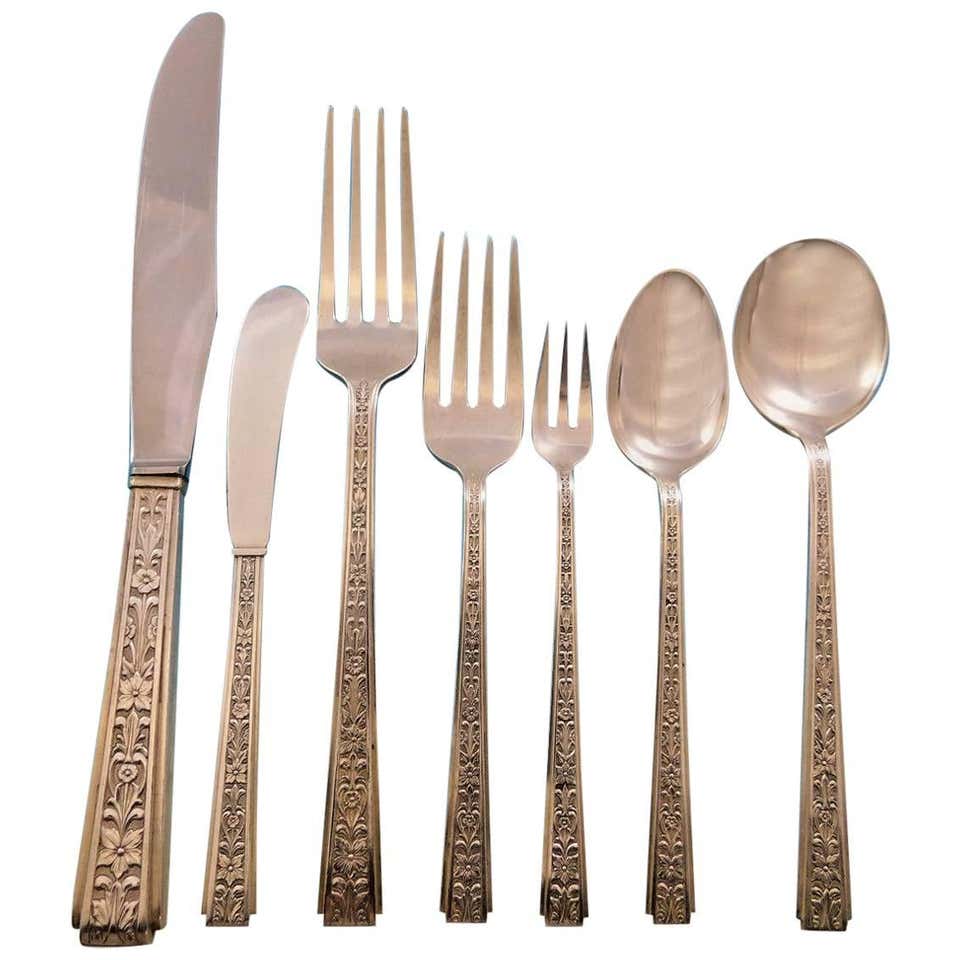 Chased Classic by Lunt Sterling Silver Flatware Set for 12 Service 94 ...