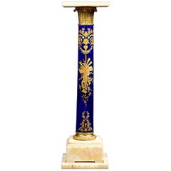 Sevres Style Porcelain and Onyx Pedestal
