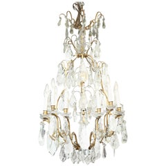 Louis XV Style Twelve-Light Rock Crystal-Draped Chandelier