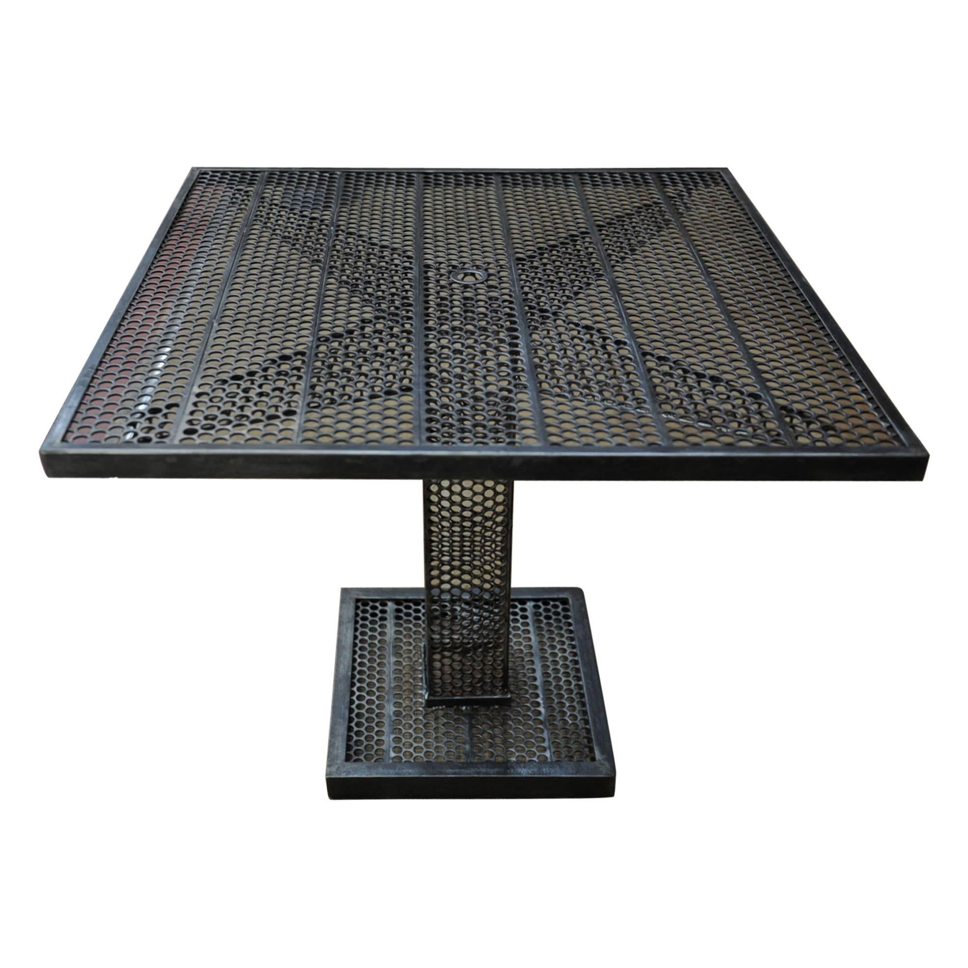 René Malaval Iron Perforated Square Table, circa 1960