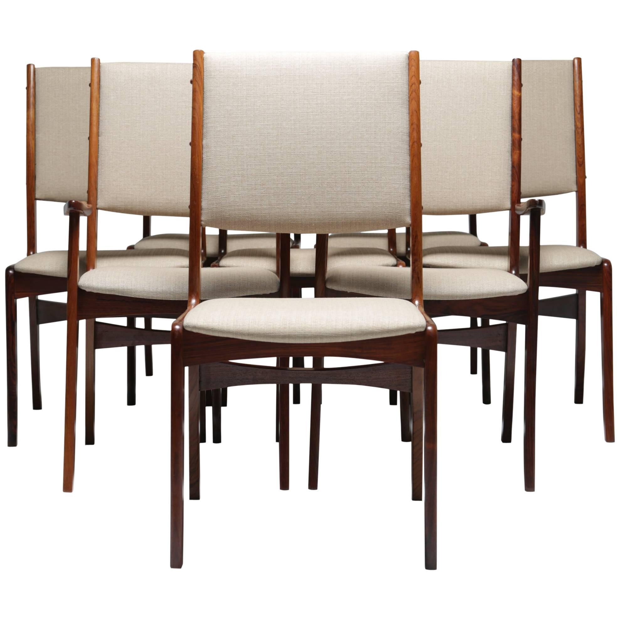 Midcentury Set of eight Rosewood Dining Chairs by Johannes Andersen