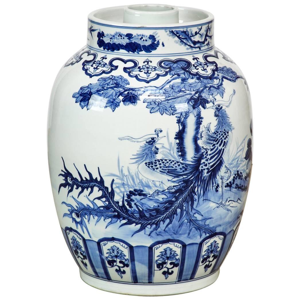 Chinese Blue and White Porcelain Jardinière or Planter
