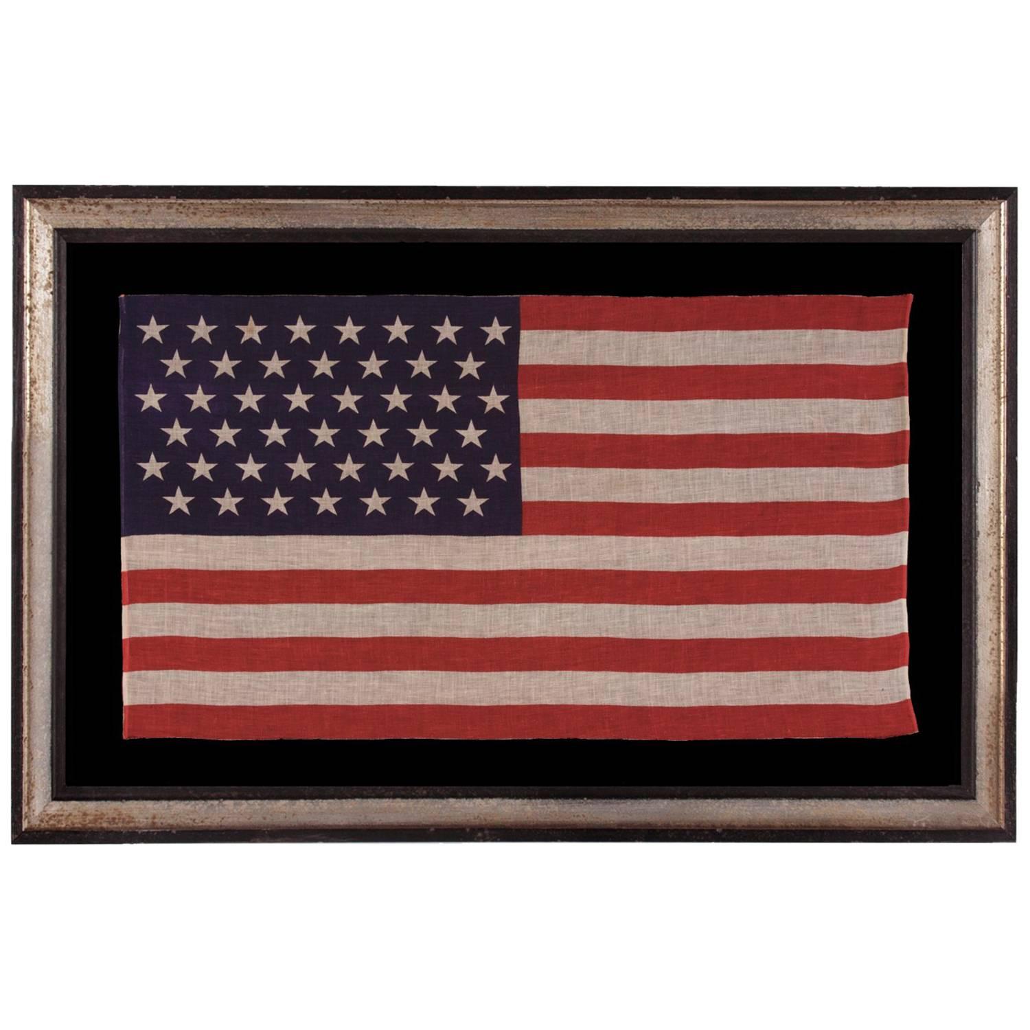 45 Stars in Staggered Rows on an Antique American Parade Flag
