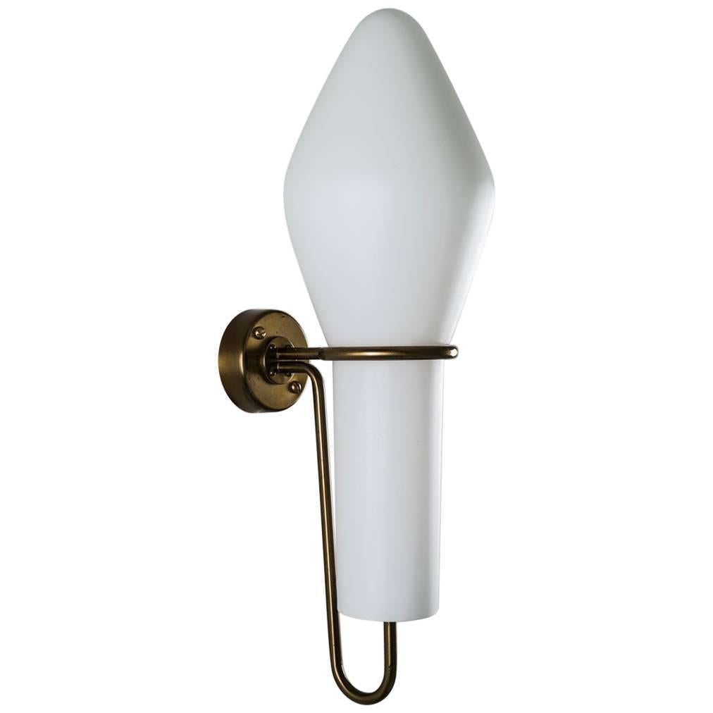 Large Wall Sconce in Brass and Opaline Glass by Hans-Agne Jakobsson