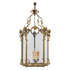Large Louis XV Style Gilt Bronze 5-Sided Lantern with 4 Lights, France, ca. 1880