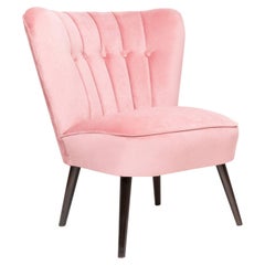 Fauteuil club allemand en velours rose du milieu du siècle dernier, années 1960