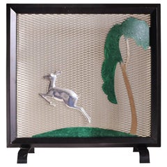 English Art Deco Polychrome Aluminum Figural Fire Screen