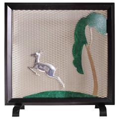 English Art Deco Polychrome Aluminum Figural Fire Screen 2
