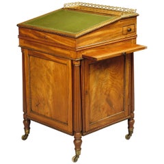 Used Georgian Period Mahogany Davenport Desk with Green Leather Writing Surface