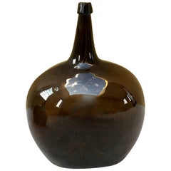 Antique Demijohn Bottle Dark Brown Glass Early 20th Century Mexico