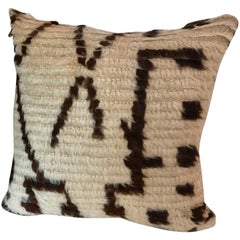 Custom Moroccan Pillow Cut from a Vintage Hand-Loomed Wool Azilal Berber Rug