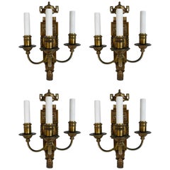 Set of Four E. F. Caldwell Neoclassical Style Bronze Sconces