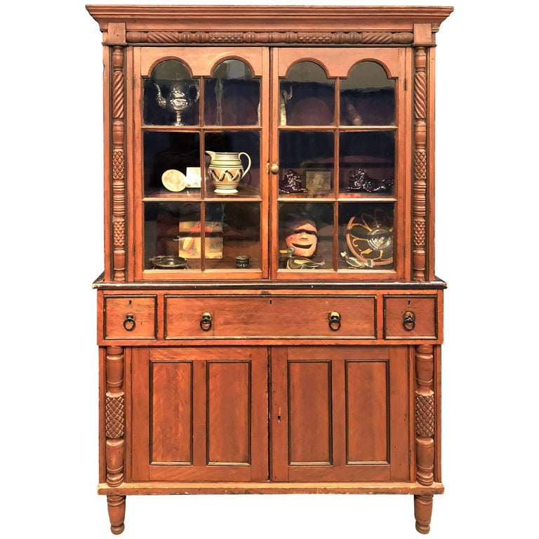 Flat Wall Cupboard TwoPiece Red Paint Hackensack New Jersey, circa