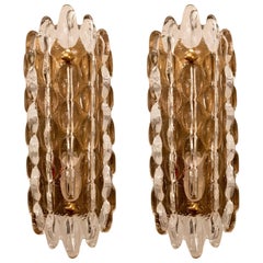 Pair of Orrefors Crystal Bubble Wall Lights 1950s Carl Fagerlund Swedish