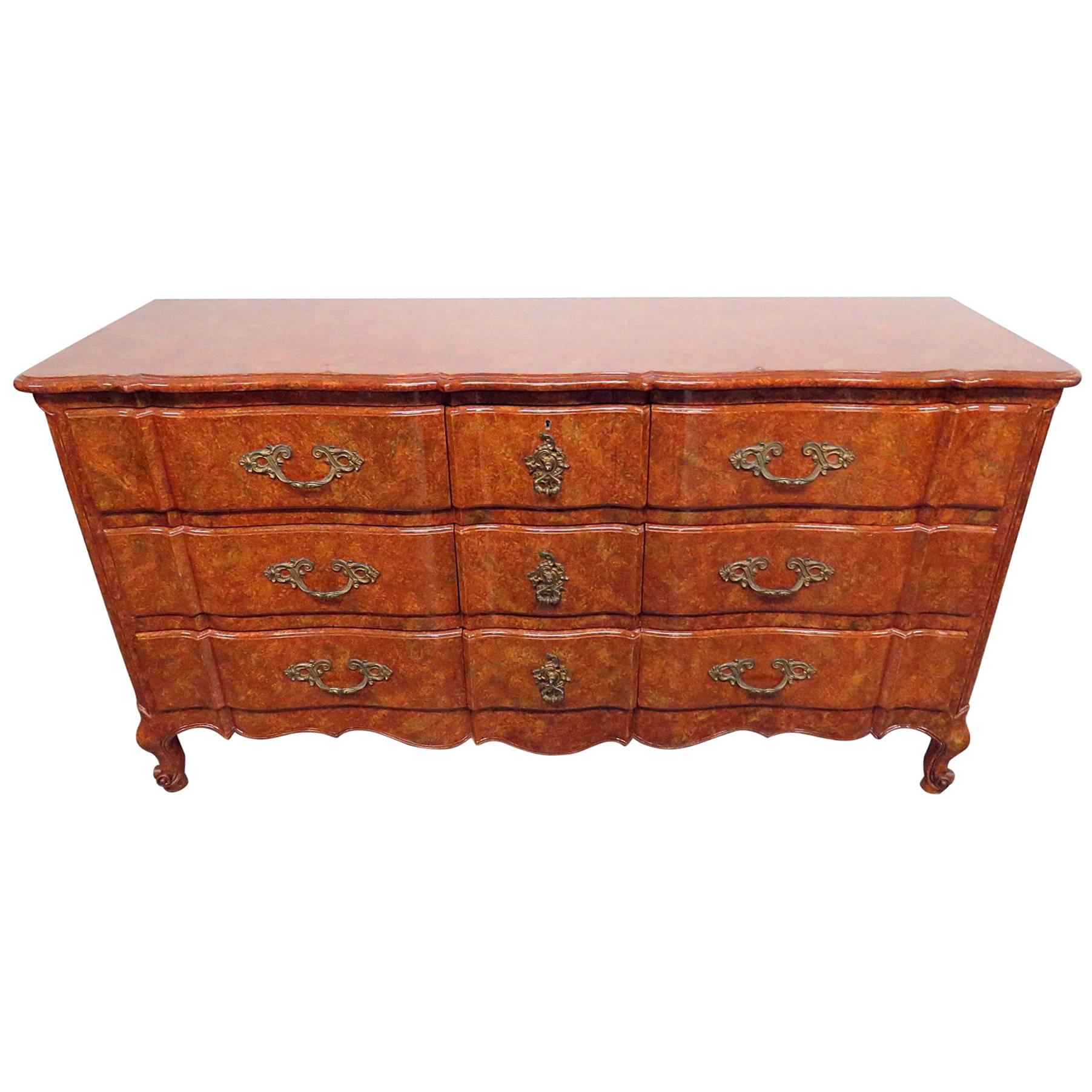 Don Rousseau French Provincial Louis XV Style Faux Finished Triple Dresser For Sale