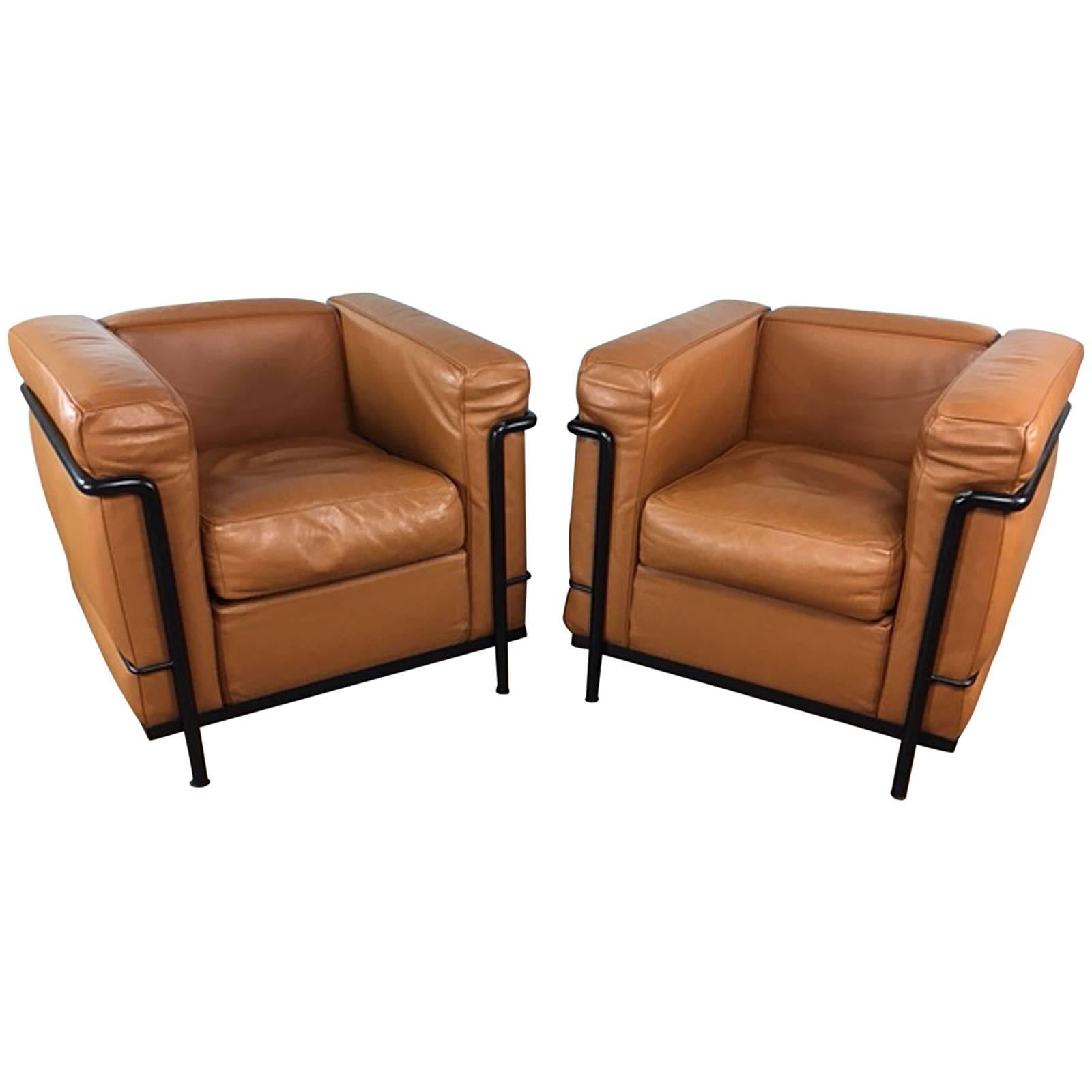 Le Corbusier Lc2 Club Chair Pair by Cassina 