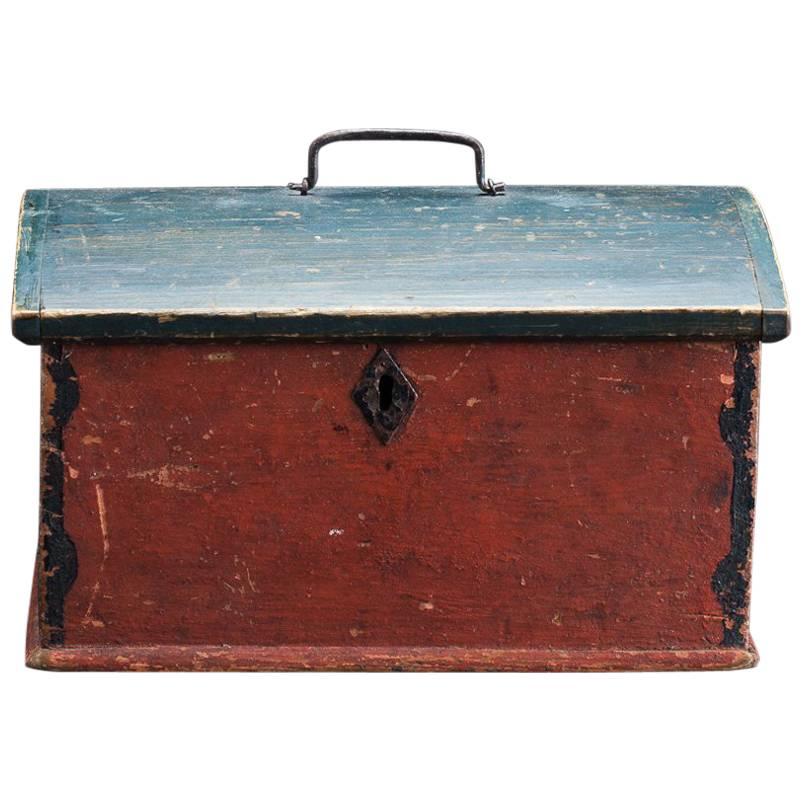 19th Century Swedish Folk Art Box with Original Paint