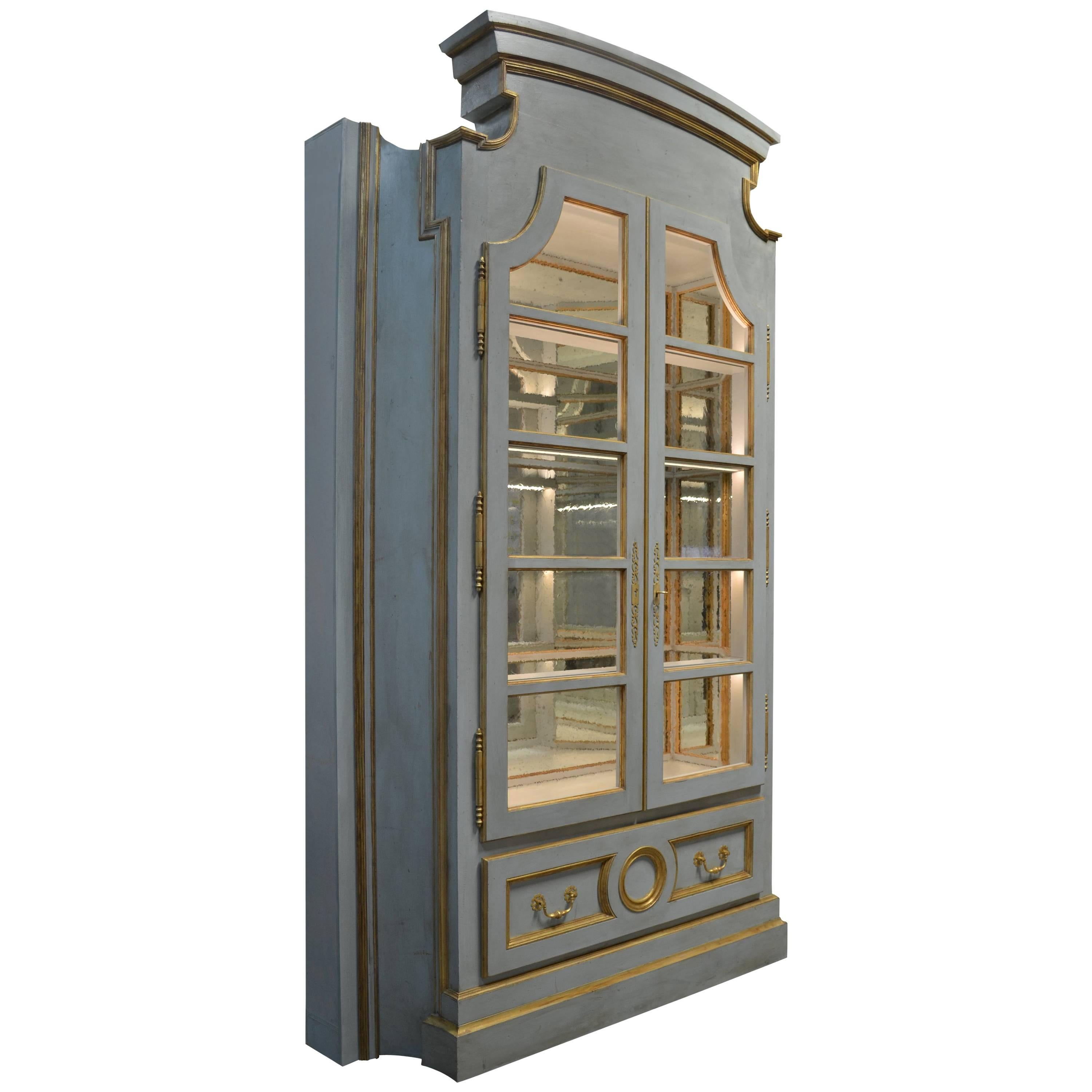Custom Painted Gustavian Style Display Cabinet For Sale