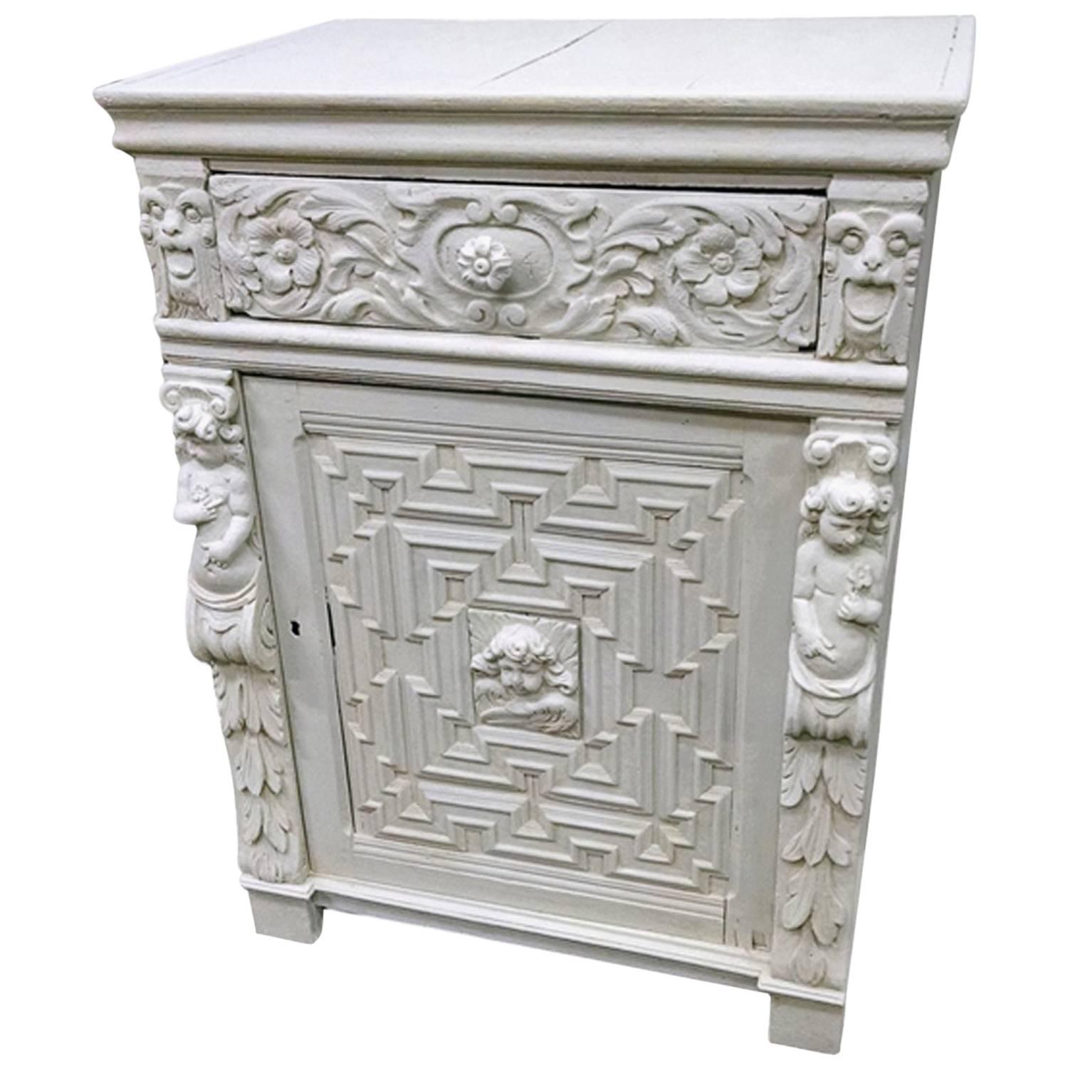 Cement Encrusted Renaissance Style Cabinet For Sale
