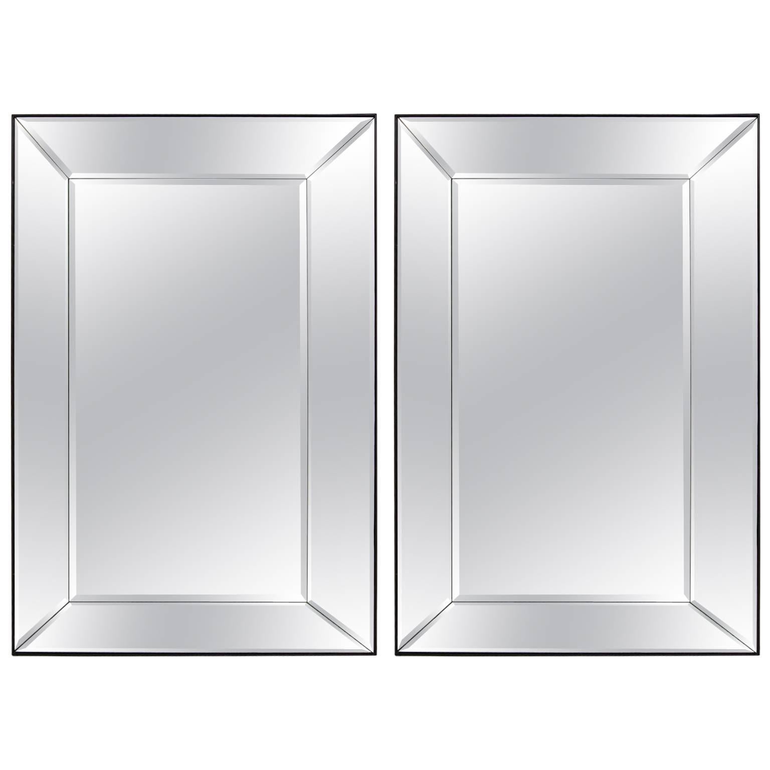 Pair of 5 Panel Beveled Mirrors