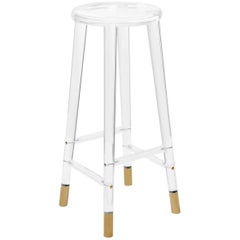 Mid-Century Modern Style Lucite and Brass Sleek and Elegant Bar Stool