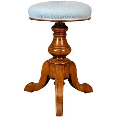 Adjustable, Antique, Piano Stool, Walnut, Victorian, English, Music, circa 1880