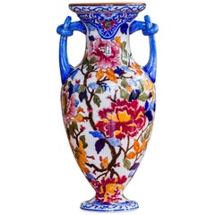Gien Faience Vase "Peonies", France, circa 1960