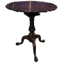 Chippendale Pie Crust Tilt-Top Table with Carved Urn and Fluted Shaft