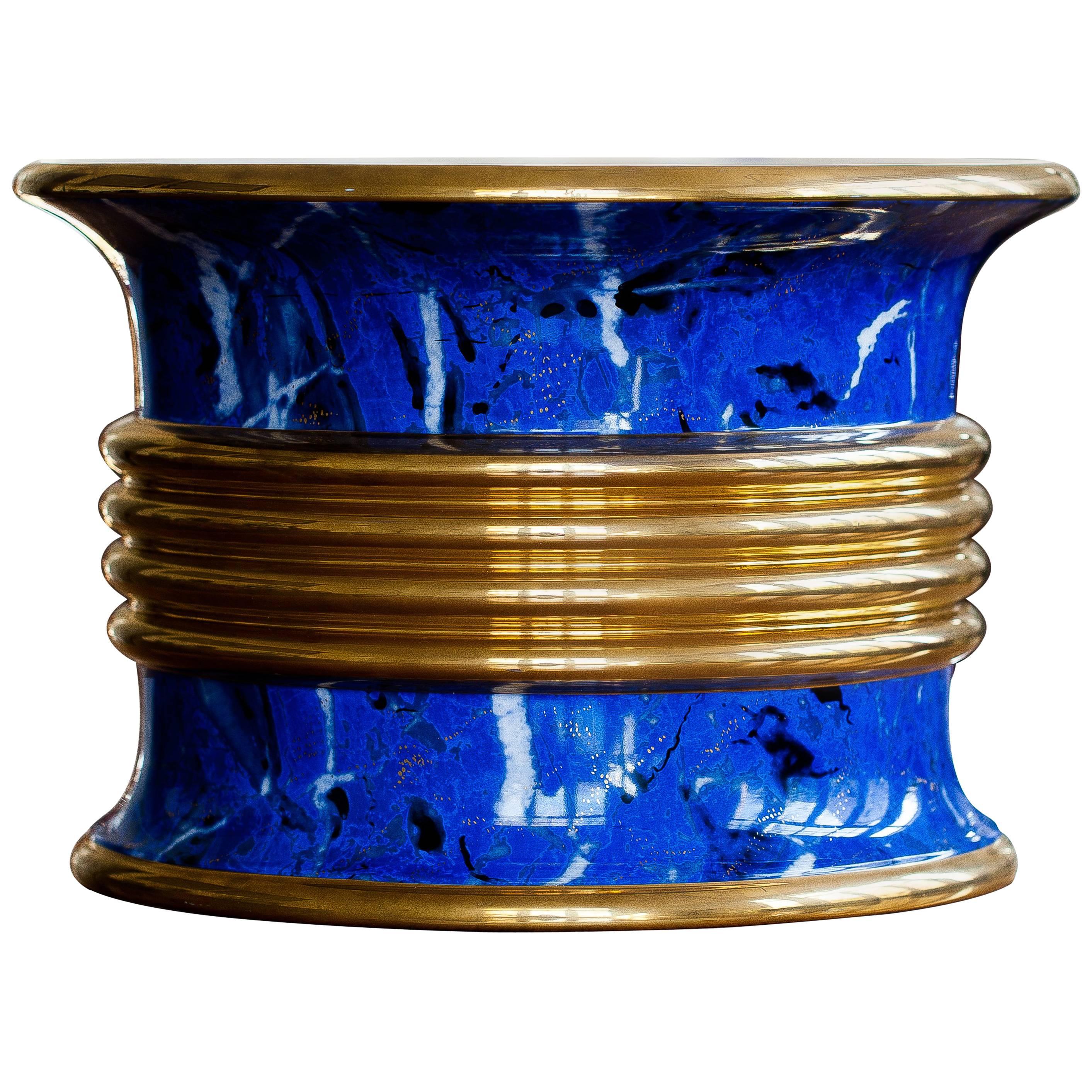 Huge Lapis and Gold Cache-Pot by Christian Dior, circa 1980 For Sale