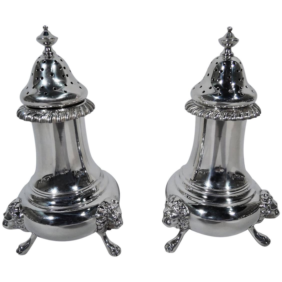 Pair of Antique Gorham Neoclassical Sterling Silver Salt and Pepper Shakers