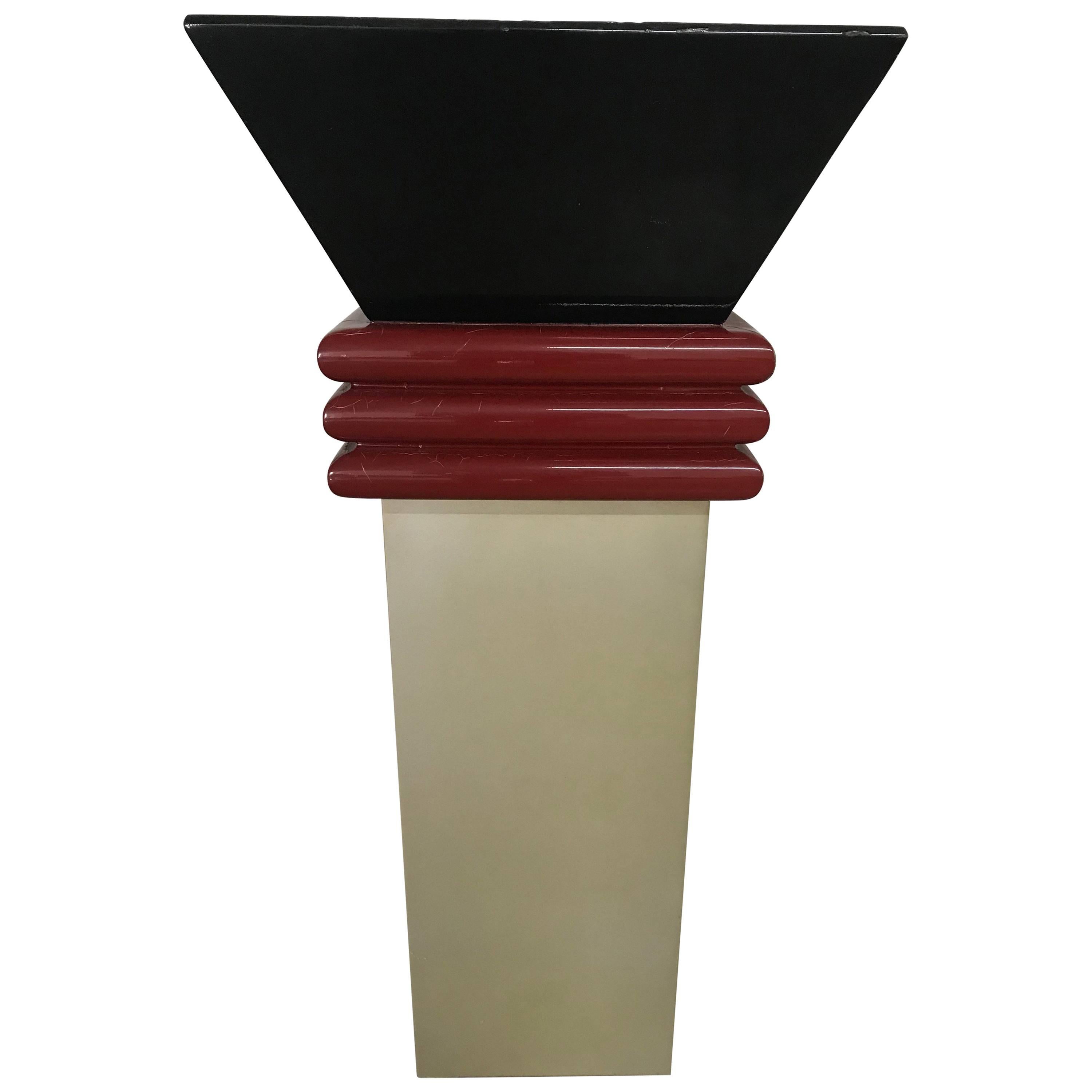 Post Modern Lacquered Pedestal in Style of Ettore Sottsass, USA, circa 1980s