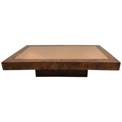 Mesa baja de piel de cabra y cristal Aldo Tura