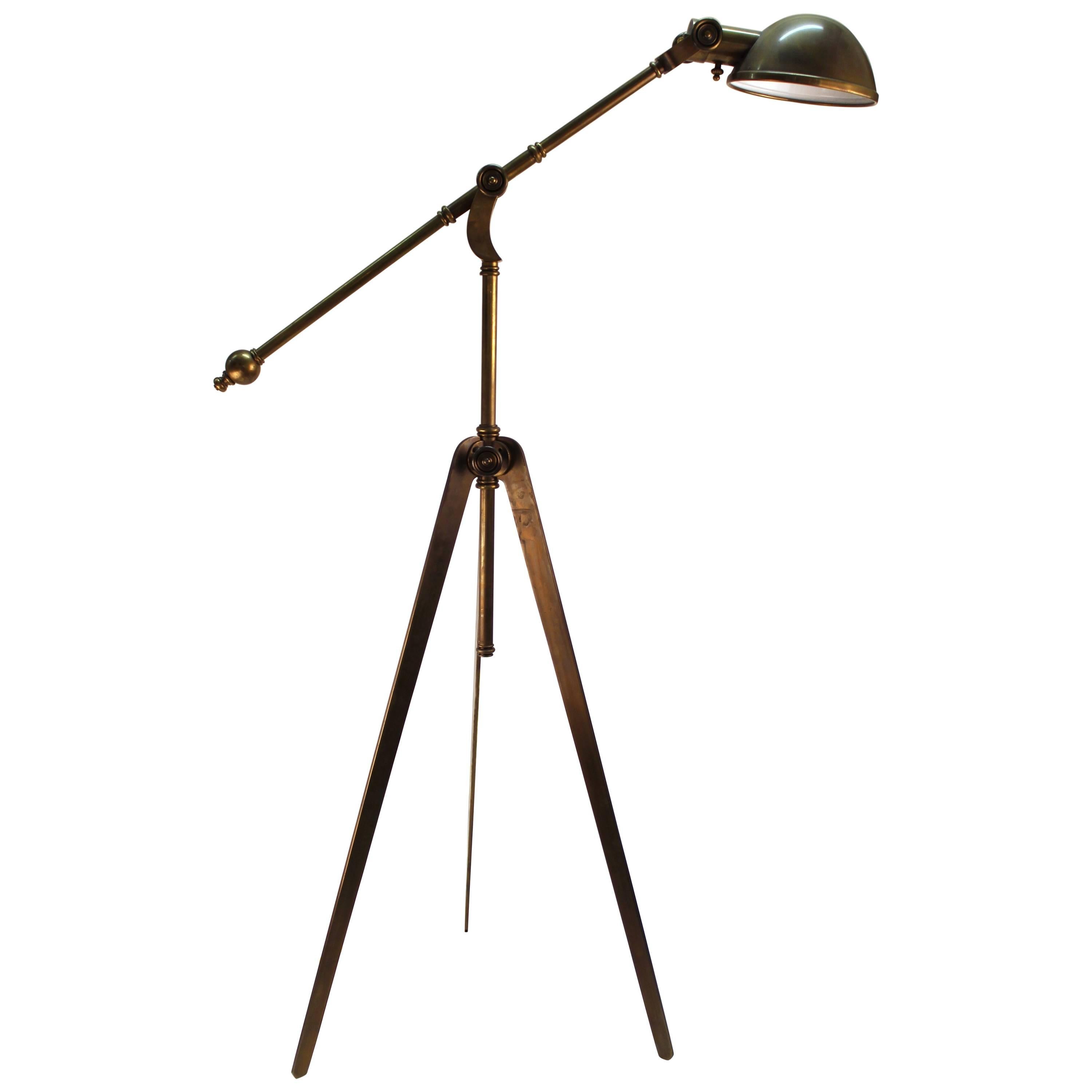 Brass Reading Lamp with Tripod Base
