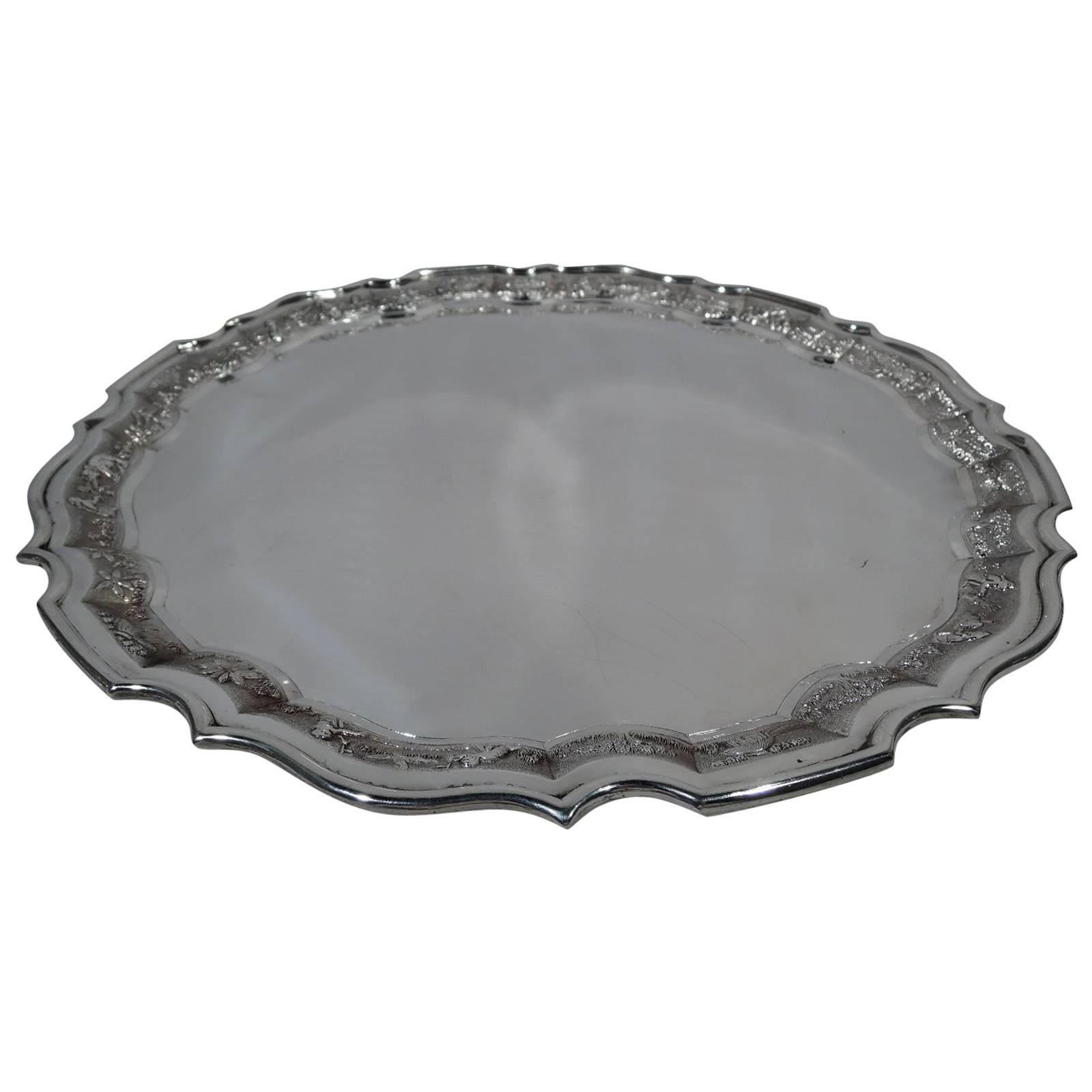 Antique Indo-Chinese Silver Tray with Exotic Ornament