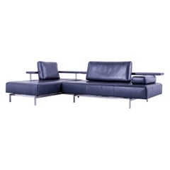 Rolf Benz Dono Designer Corner Sofa Leather Navy Blue Dark Blue Sleeping Couch