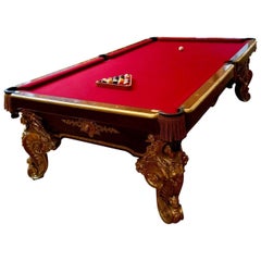 20th Century Italian Billiards Pool Table with Decorative Gilt Bronze