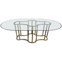 Vintage Stunning Mastercraft Brass Racetrack Dining Table Hollywood Regency